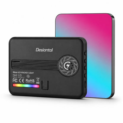 Desiontal iReal-X3 Slim RGB Fill Light 2500K-9000K Pocket LED Video Light, iReal-X3