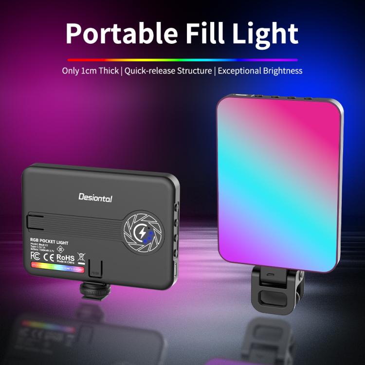 Desiontal iReal-X3 Slim RGB Fill Light 2500K-9000K Pocket LED Video Light, iReal-X3