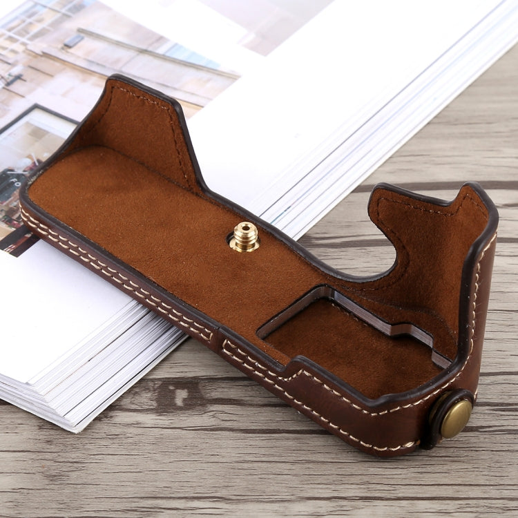 1/4 inch Thread PU Leather Camera Half Case Base for Olympus EM5 / EM5 Mark II, For Olympus EM5