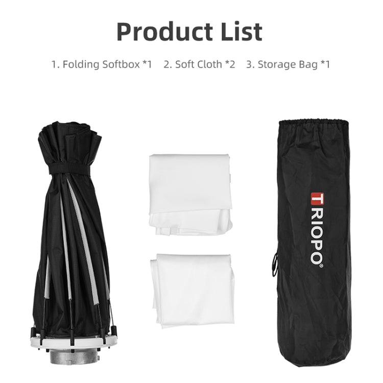 TRIOPO K65 65cm Speedlite Flash Octagon Parabolic Softbox Bowens Mount Diffuser for Speedlite, K65