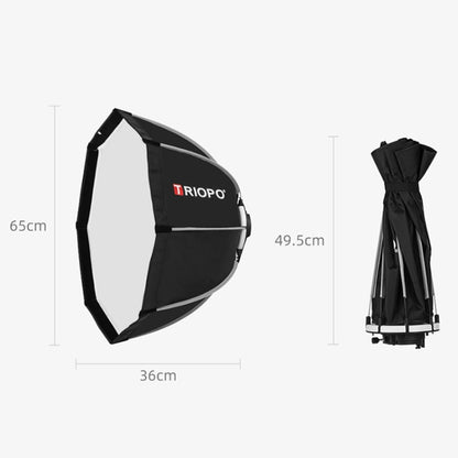 TRIOPO KS65 65cm Speedlite Flash Octagon Parabolic Softbox Diffuser with Bracket Mount Handle for Speedlite, KS65