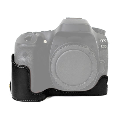 1/4 inch Thread PU Leather Camera Half Case Base for Canon EOS 80D / 70D, For Canon EOS 80D
