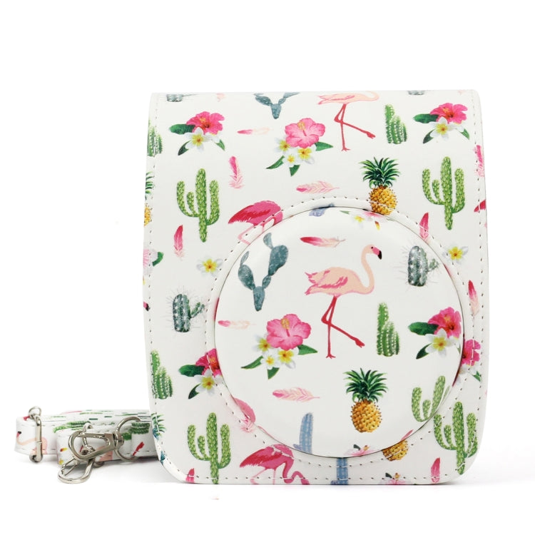 Flamingo Cactus Pattern PU Leather Protective Camera Case Bag For FUJIFILM Instax Mini90 Camera, Flamingo Cactus