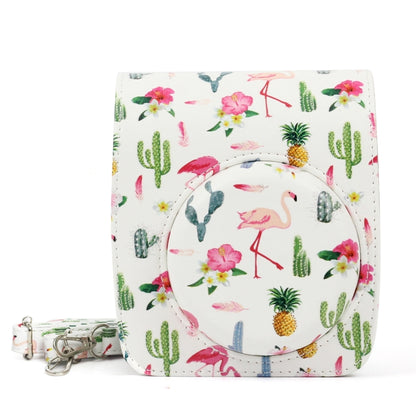 Flamingo Cactus Pattern PU Leather Protective Camera Case Bag For FUJIFILM Instax Mini90 Camera, Flamingo Cactus