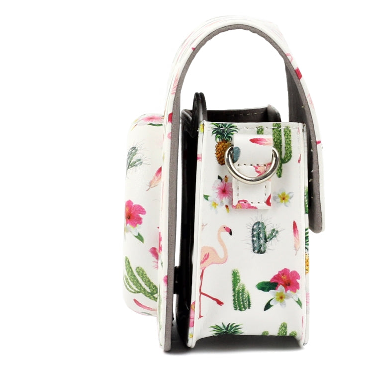 Flamingo Cactus Pattern PU Leather Protective Camera Case Bag For FUJIFILM Instax Mini90 Camera, Flamingo Cactus