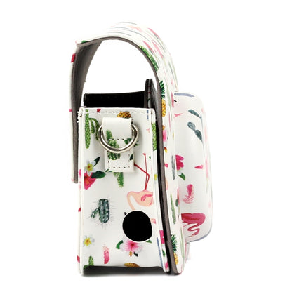 Flamingo Cactus Pattern PU Leather Protective Camera Case Bag For FUJIFILM Instax Mini90 Camera, Flamingo Cactus