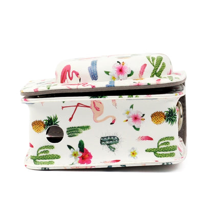 Flamingo Cactus Pattern PU Leather Protective Camera Case Bag For FUJIFILM Instax Mini90 Camera, Flamingo Cactus