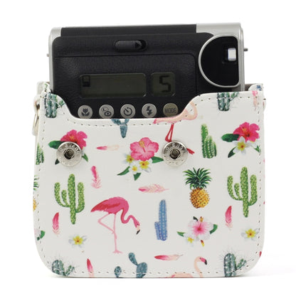 Flamingo Cactus Pattern PU Leather Protective Camera Case Bag For FUJIFILM Instax Mini90 Camera, Flamingo Cactus