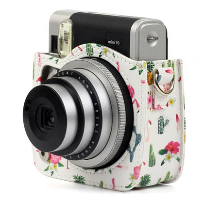 Flamingo Cactus Pattern PU Leather Protective Camera Case Bag For FUJIFILM Instax Mini90 Camera, Flamingo Cactus