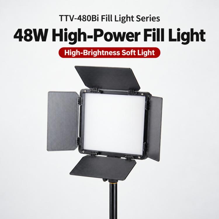TRIOPO TTV-480Bi 48W 2700-6500K Bi-Color 480 LEDs Video Fill Light, TTV-480Bi (EU Plug), TTV-480Bi (US Plug)