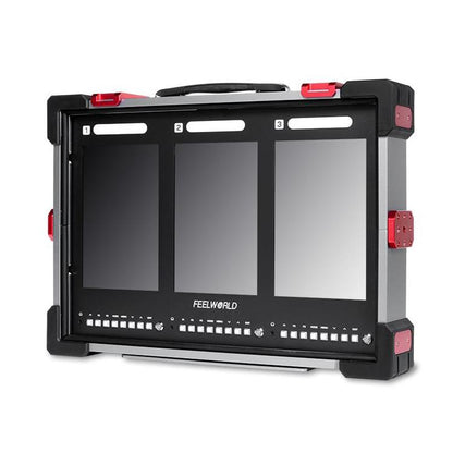FEELWORLD PS101 Triple 10.1-inch Vertical Dispaly Carry-on Monitor High Brightness 1000nit Portable Protective Case