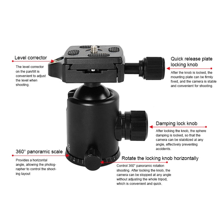 TRIOPO T226 Adjustable Portable  Aluminum Alloy Tripod with D-0 Ball Head for SLR Camera, T226