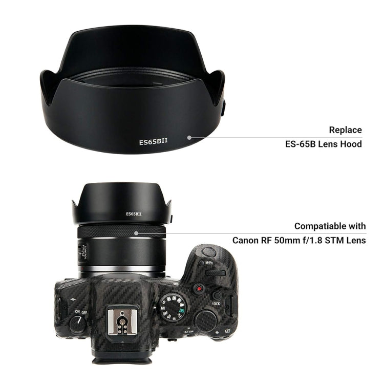 ES-65BII Lens Hood Shade for Canon RF 50mm F1.8 STM Lens, ES-65BII