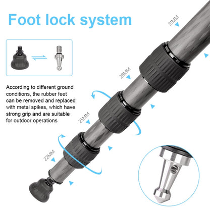 TRIOPO GS2808 Camcorder Photography No Axial Carbon Fiber Tripod Mount Holder with Ball Head, Load: 15KG, GS2808