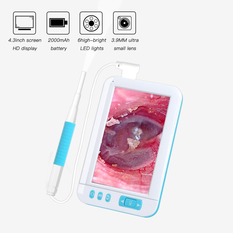 C01 4.3 Inch Screen Display HD1080P Visual Earspoon Endoscope with 6 LEDs, Diameter:5.5mm, C01 5.5mm