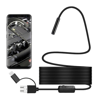 Y101 8mm Spiral Head 3 In 1 Waterproof Digital Endoscope Inspection Camera, Length: 5m Hard Cable, Length: 5m Hard Cable