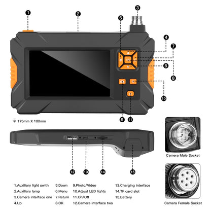 P30 8mm IP67 Waterproof 4.3 inch HD Portable Endoscope Snake Tube Industrial Endoscope, Cable Length: 3m, 3m