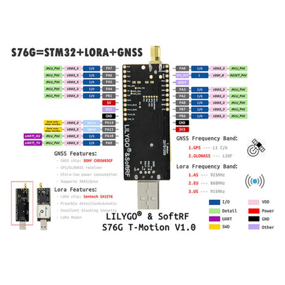 LILYGO T-Motion V1.0 T-Motion 923 Smart Development Board S76G LORA STM32 GNSS Wireless Module, T-Motion 923