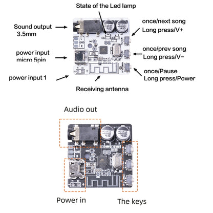6966 DIY Bluetooth 5.0 Audio Receiver Board Module MP3 Lossless Player Wireless Stereo Music Amplifier Module