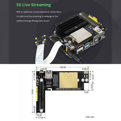 Waveshare SIM8202G-M2 5G Snapdragon X55 Multi Mode Multi Band 5G/4G/3G Module Expand Board for Jetson Nano, US Plug, SIM8202G-M2 US Plug