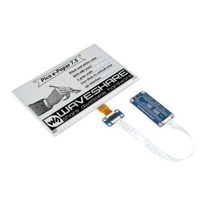 Waveshare 7.5 inch 800x480 pixel Black White E-Paper E-Ink Display Module for Raspberry Pi Pico, SPI Interface, 20128
