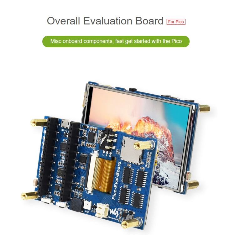 Waveshare 3.5 inch IPS Screen Overall Evaluation Board for Raspberry Pi Pico, Misc Onboard Components For Easily Evaluating The RP2040, 20159