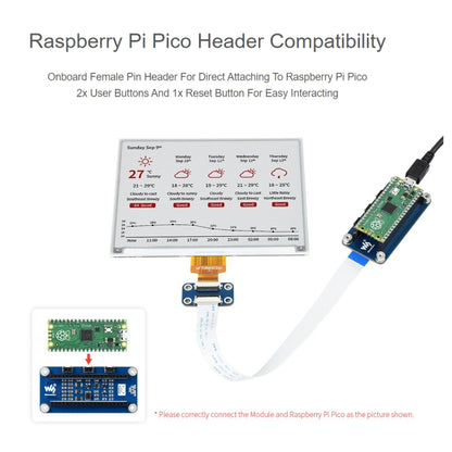 Waveshare 5.83 inch 648x480 Pixel Red Black White E-Paper E-Ink Display Module (B) for Raspberry Pi Pico, SPI Interface, 20127