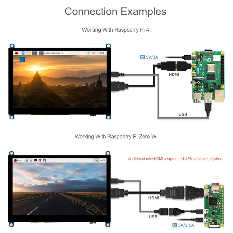 Waveshare 5 inch Slimmed-down Version 800 x 480 Toughened Glass Panel Capacitive Touch Screen LCD (H), 5 inch