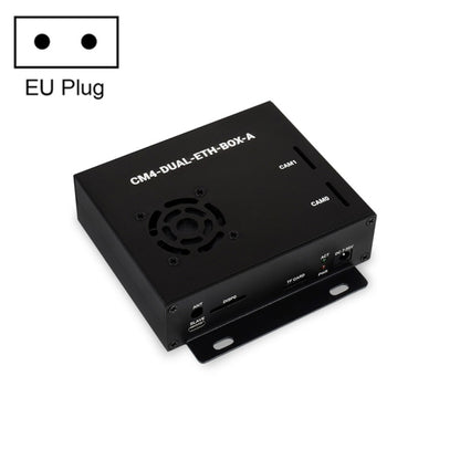 Waveshare Dual Gigabit Ethernet Mini-Computer with Metal Case & Cooling Fan for Raspberry Pi CM4, Dual Gigabit Ethernet