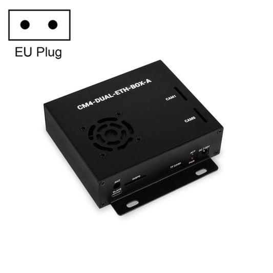 Waveshare Dual Gigabit Ethernet Mini-Computer with Metal Case & Cooling Fan for Raspberry Pi CM4, Dual Gigabit Ethernet