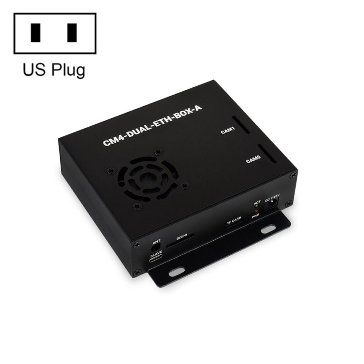 Waveshare Dual Gigabit Ethernet Mini-Computer with Metal Case & Cooling Fan for Raspberry Pi CM4, Dual Gigabit Ethernet