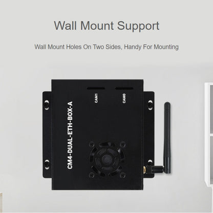 Waveshare Dual Gigabit Ethernet Mini-Computer with Metal Case & Cooling Fan for Raspberry Pi CM4, Dual Gigabit Ethernet