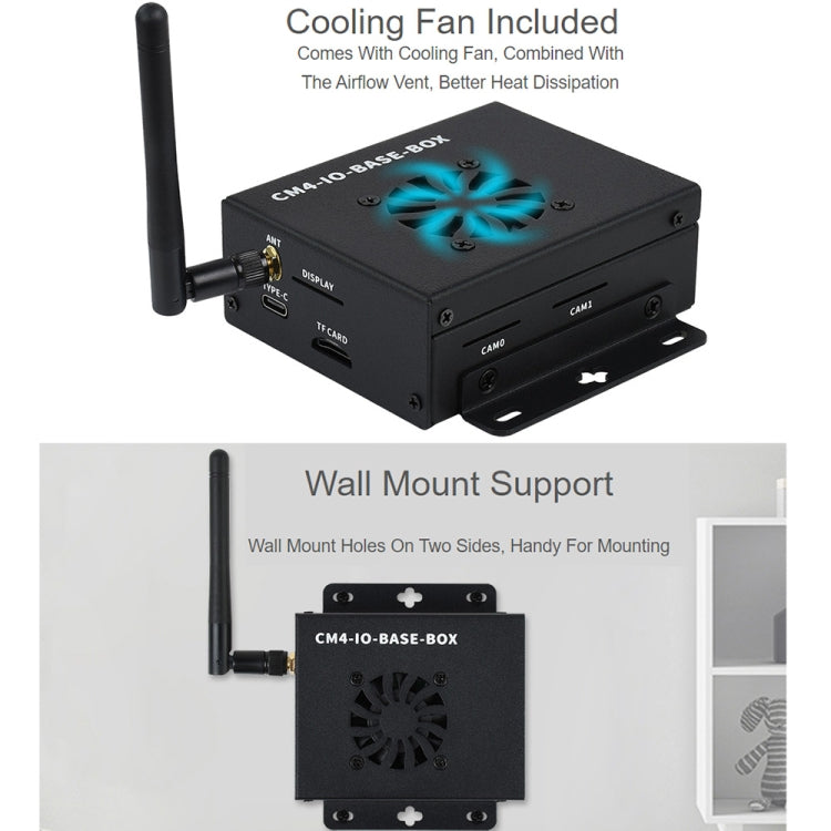 Waveshare Mini IO Board Full Ver Mini-Computer Base Box with Metal Case & Cooling Fan for Raspberry Pi CM4, Mini IO Board Full Ver