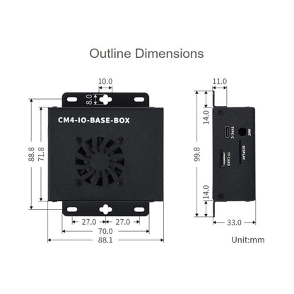 Waveshare Mini IO Board Lite Ver Mini-Computer Base Box with Metal Case & Cooling Fan for Raspberry Pi CM4, IO Board Lite Ver