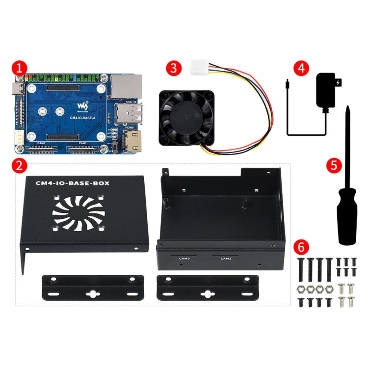 Waveshare Mini IO Board Lite Ver Mini-Computer Base Box with Metal Case & Cooling Fan for Raspberry Pi CM4, IO Board Lite Ver