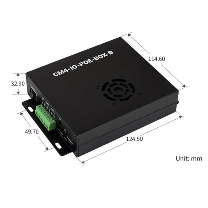 Waveshare PoE Mini-Computer Type B Base Box with Metal Case & Cooling Fan for Raspberry Pi CM4