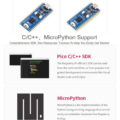 Waveshare RP2040-Plus Pico-like MCU Board Based on Raspberry Pi MCU RP2040, without Pinheader, RP2040-Plus without Pinheader
