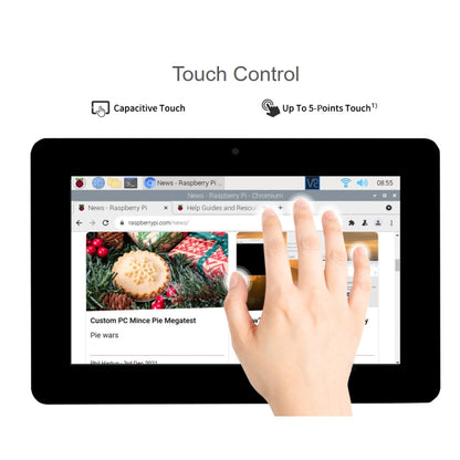 WAVESHARE 8 inch 800 x 480 Capacitive Touch Display for Raspberry Pi, DSI Interface, 8 inch
