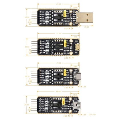 Waveshare Mini USB to UART High Band Rate Transmission Module Connectors, Mini USB