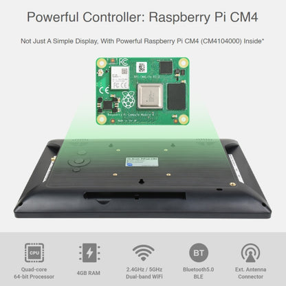 WAVESHARE Mini-Computer Powered by Raspberry Pi CM4 Touch Screen, Raspberry Pi CM4 Touch Screen EU Plug, Raspberry Pi CM4 Touch Screen UK Plug, Raspberry Pi CM4 Touch Screen US Plug
