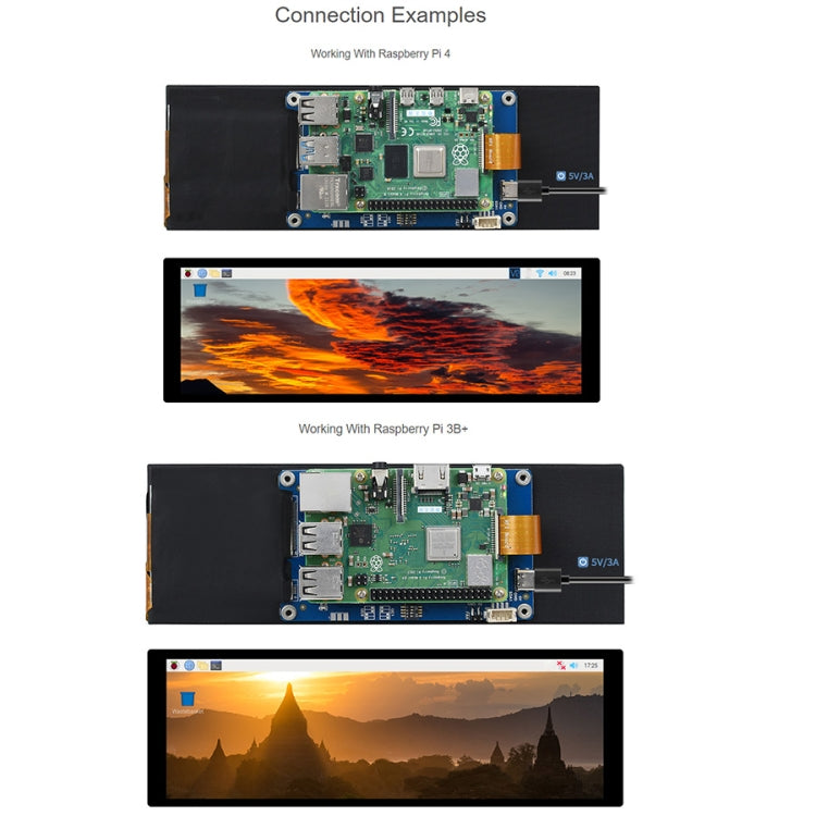 WAVESHARE 7.9 inch Capacitive Touch Display For Raspberry Pi, 400 x 1280, IPS, DSI Interface, 7.9 inch
