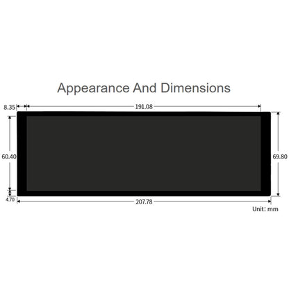 WAVESHARE 7.9 inch Capacitive Touch Display For Raspberry Pi, 400 x 1280, IPS, DSI Interface, 7.9 inch