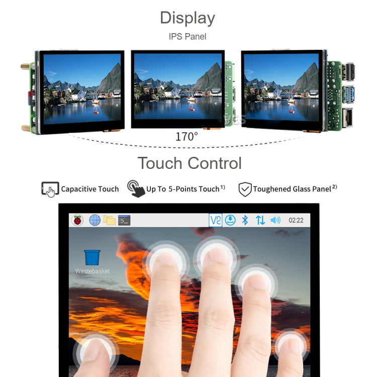 Waveshare 3.5 inch HDMI Capacitive Touch IPS LCD Display (E), 640 x 480, Audio Jack, 3.5 inch Audio Jack