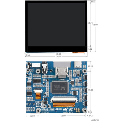 Waveshare 3.5 inch HDMI Capacitive Touch IPS LCD Display (E), 640 x 480, Audio Jack, 3.5 inch Audio Jack