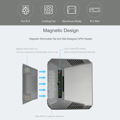 Waveshare Argon One M.2 Aluminum Case For Raspberry Pi 4, with M.2 Expansion Slot, Argon One M.2