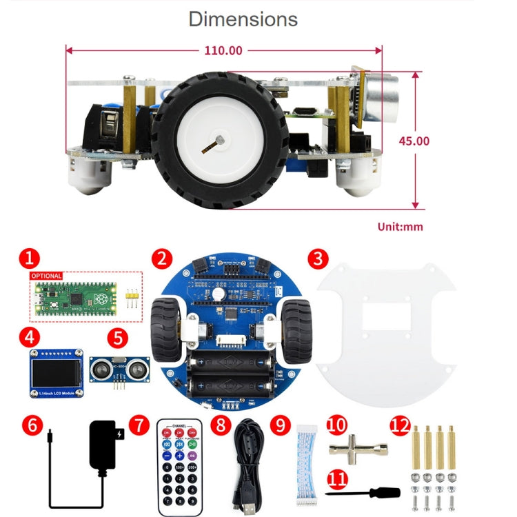 Waveshare PicoGo Mobile Robot, Based on Raspberry Pi Pico, Self Driving, Remote Control