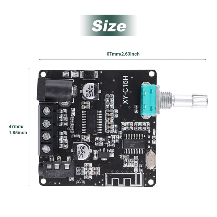 XY-C15H 20W Dual Channel HIFI Bluetooth 5.0 Stereo Digital Audio Power Amplifier Board without Shell, without Shell