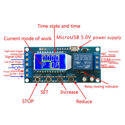 XY-LJ02 6-30V Micro USB Digital LCD Display Time Delay Relay Module Control Timer Switch