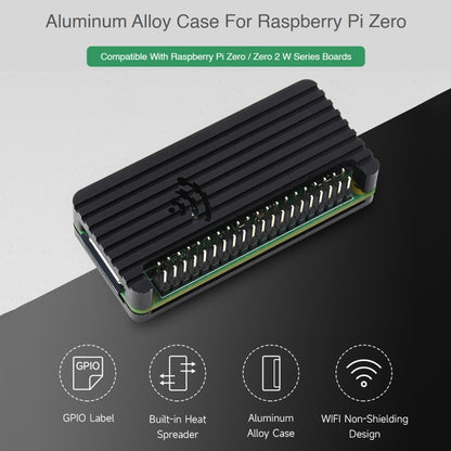 Waveshare Aluminum Alloy Protection Case for Raspberry Pi Zero Series, Fits Zero / Zero 2 W