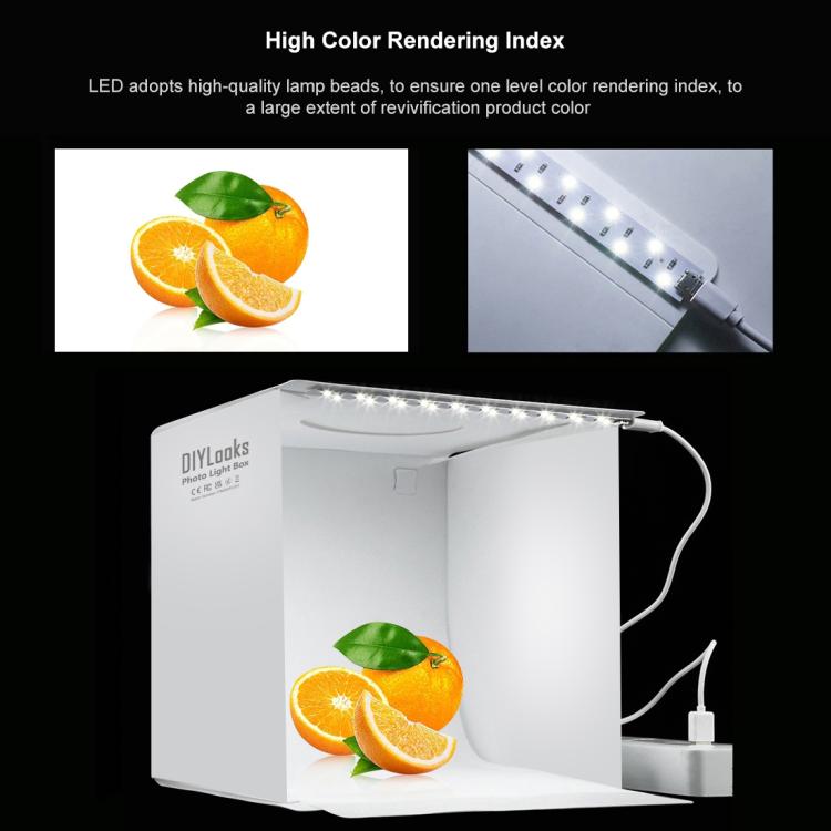 20cm Folding Portable 550LM Light Photo Lighting Studio Shooting Tent Box Kit with 6 Colors Backdrops (Black, White, Yellow, Red, Green, Blue), Unfold Size: 24cm x 23cm x 23cm